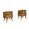 Bedside Tables with Burl Walnut Veneer, Italy, 1950s, Set of 2 1