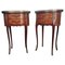 Antique Italian Marquetry Walnut Nightstands with Drawers, Set of 2 1