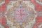 Petit Tapis Oushak Vintage Fait Main en Laine Rouge 6