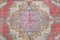 Small Vintage Turkish Oriental Handmade Red Wool Oushak Carpet 6