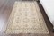 Small Vintage Turkish Handmade Beige Wool Oushak Carpet 1