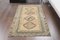 Small Antique Turkish Handmade Orange and Brown Wool Oushak Area Rug 1