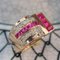 French Ruby, Diamond & 18 Karat Rose Gold Asymmetrical Tank Ring, 1950s 8