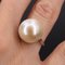 French Art Deco Mabé Pearl, 18 Karat White Gold & Platinum Solitaire Ring, 1930s 5