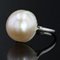 French Art Deco Mabé Pearl, 18 Karat White Gold & Platinum Solitaire Ring, 1930s, Image 4