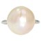 French Art Deco Mabé Pearl, 18 Karat White Gold & Platinum Solitaire Ring, 1930s 1