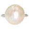 French Art Deco Mabé Pearl, 18 Karat White Gold & Platinum Solitaire Ring, 1930s, Image 1