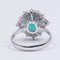 18K White Gold Daisy Ring with Central Emerald and Side Diamonds 4