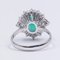 18K White Gold Daisy Ring with Central Emerald and Side Diamonds, Image 4