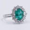 18K White Gold Daisy Ring with Central Emerald and Side Diamonds 2