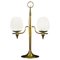 Brass and Opaline Murano Glass Table Lamp, Image 1