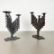 Skulpturale Vintage Brutalistische Metall Kerzenhalter, Frankreich, 2er Set 2