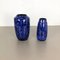 Model Blue Pottery Fat Lava Vases from Scheurich, Germany, 1970s, Set of 2 2