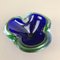 Heavy Murano Glass Blue-Green Bowl Element Shell Ashtray, Italy, 1970s, Image 11