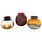 Multi-Colored Fat Lava Ceramic Vases from Scheurich, Germany, 1970s, Set of 3 1