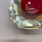 Large Faceted Sommerso Murano Glass Bowl or Ashtray, Italy, 1970s 12