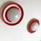 Round Metal & Opaline Glass Wall Sconces in Red & Yellow by Gio Ponti, Italy, 1960s, Set of 2 7