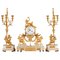 Orologio Luigi XVI con candelabri in marmo e marmo, set di 3, Immagine 1