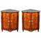 18th-Century Corner Cabinets with Flower Marquetry, Set of 2 1