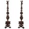 19th-Century Napoleon III Andirons in Patinated Bronze, Set of 2 1