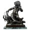 Bronzeskulptur, von einem Krebs eingeklemmtes Kind im Stil von Jean-Baptiste Pigalle 1