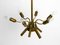 Large Brass Chandelier with White and Transparent Murano Glasses by Franco Luce, Italy, 1950s 8