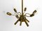 Large Brass Chandelier with White and Transparent Murano Glasses by Franco Luce, Italy, 1950s, Image 8