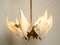 Large Brass Chandelier with White and Transparent Murano Glasses by Franco Luce, Italy, 1950s 5