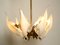 Large Brass Chandelier with White and Transparent Murano Glasses by Franco Luce, Italy, 1950s, Image 5