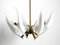 Large Brass Chandelier with White and Transparent Murano Glasses by Franco Luce, Italy, 1950s, Image 4