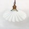 Italian White Pleated Glass and Brass Chandeliers, Early 1900s, Set of 2 6