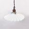 Italian White Pleated Glass and Brass Chandeliers, Early 1900s, Set of 2 7