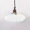 Italian White Pleated Glass and Brass Chandeliers, Early 1900s, Set of 2, Image 7