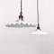 Italian White Pleated Glass and Brass Chandeliers, Early 1900s, Set of 2, Image 2