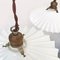 Italian White Pleated Glass and Brass Chandeliers, Early 1900s, Set of 2 9