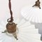 Italian White Pleated Glass and Brass Chandeliers, Early 1900s, Set of 2, Image 9