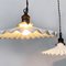 Italian White Pleated Glass and Brass Chandeliers, Early 1900s, Set of 2 11