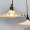 Italian White Pleated Glass and Brass Chandeliers, Early 1900s, Set of 2, Image 11