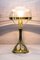 Lámpara de mesa modernista con vidrio tallado original, década de 1900, Imagen 10