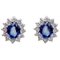 Blue Sapphire, White Diamond & 14 Karat White Gold Stud Earrings, Set of 2 1