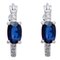 Oval Blue Sapphire, White Diamond & 18 Karat White Gold Hoop Earrings, Set of 2 1