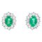 Boucles d'Oreilles Emeraude, Diamant et Or Blanc 18 Carat, Set de 2 1