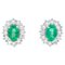 Orecchini con smeraldo, diamanti e oro bianco a 18 carati, set di 2, Immagine 1