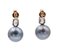 Gray Pearl, Diamond, Aquamarine & 14 Karat Rose Gold Bead Earrings, Set of 2, Image 2