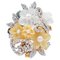 Bague Saphirs Multicolores, Diamants, Perles, Pierres et Or Blanc 14 Carat 1