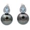 Aquamarine, Diamonds, Grey Pearls and 14 Karat White Gold Earrings 1