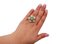 Emerald, Diamond & 18 Karat White and Yellow Gold Flower Ring 4