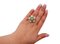 Emerald, Diamond & 18 Karat White and Yellow Gold Flower Ring, Image 4