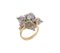 Emerald, Diamond & 18 Karat White and Yellow Gold Flower Ring, Image 2