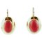 Red Coral & 18 Karat Yellow Gold Stud Earrings, Set of 2, Image 1